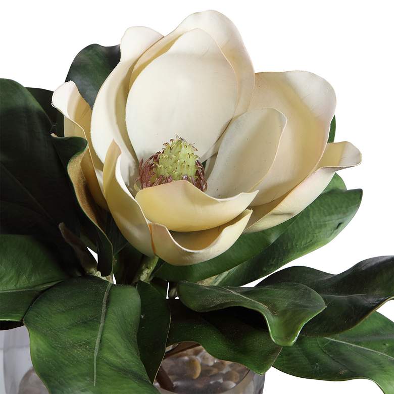 Image 4 Celia White and Green Silk Magnolia 13 inchW Faux Flower in Vase more views