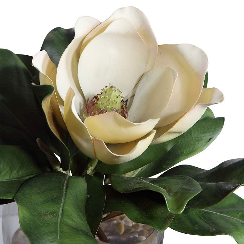 Image 5 Celia White and Green Silk Magnolia 13"W Faux Flower in Vase more views
