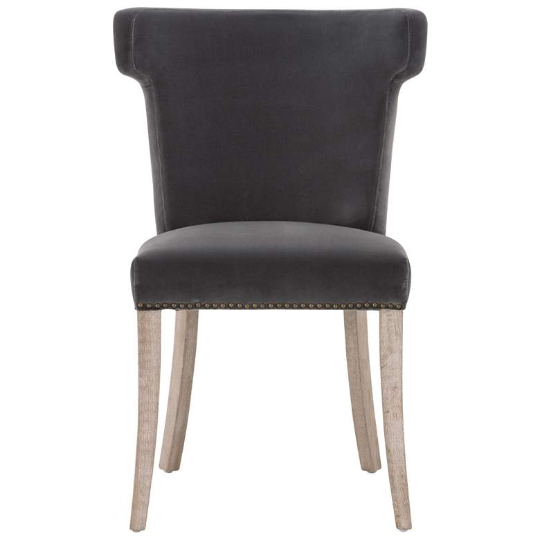 Image 1 Celina Dining Chair, Dark Dove Velvet, Natural Gray Oak