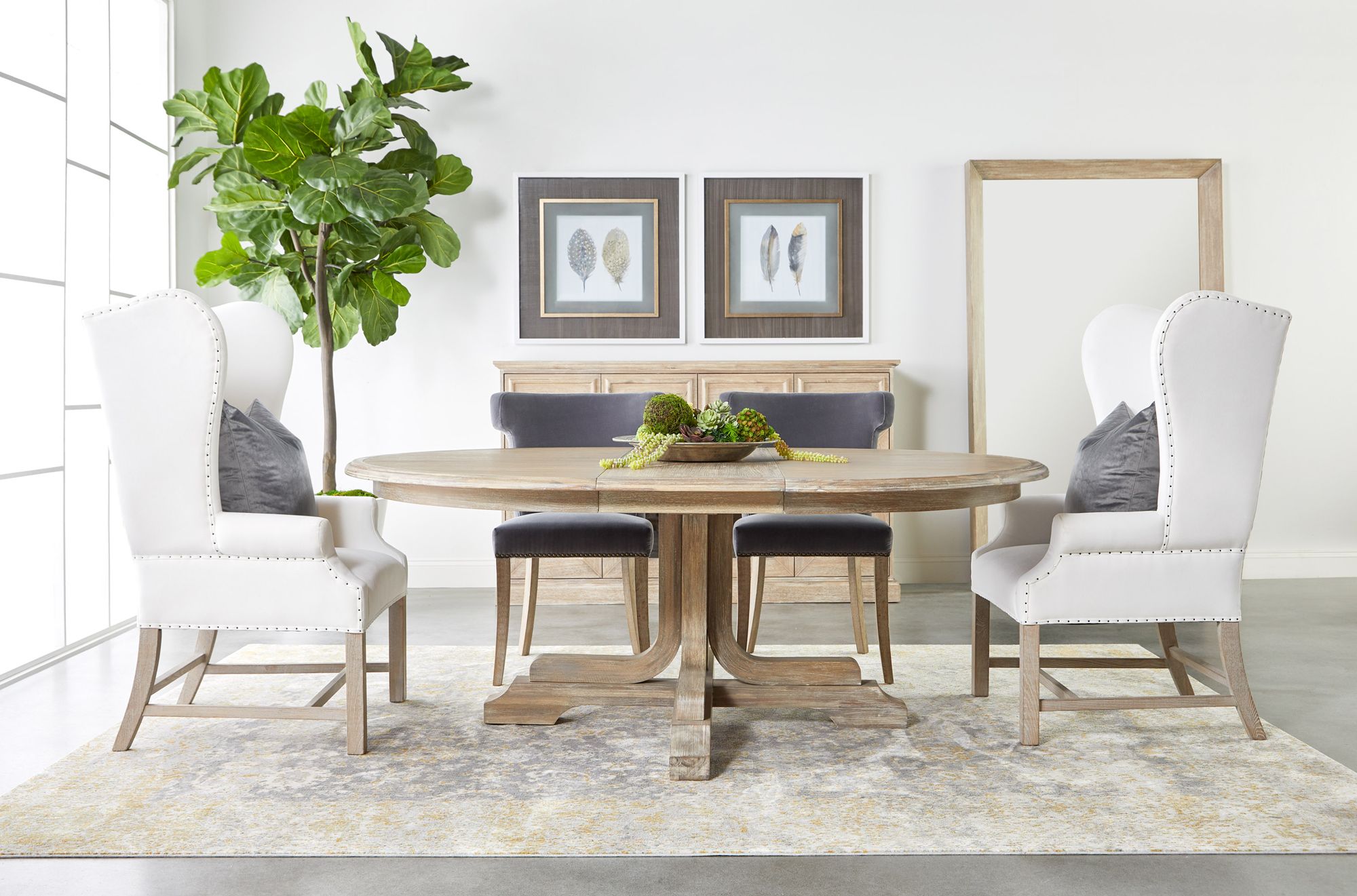 Celina Dining Chair, Dark Dove Velvet, Natural Gray Oak