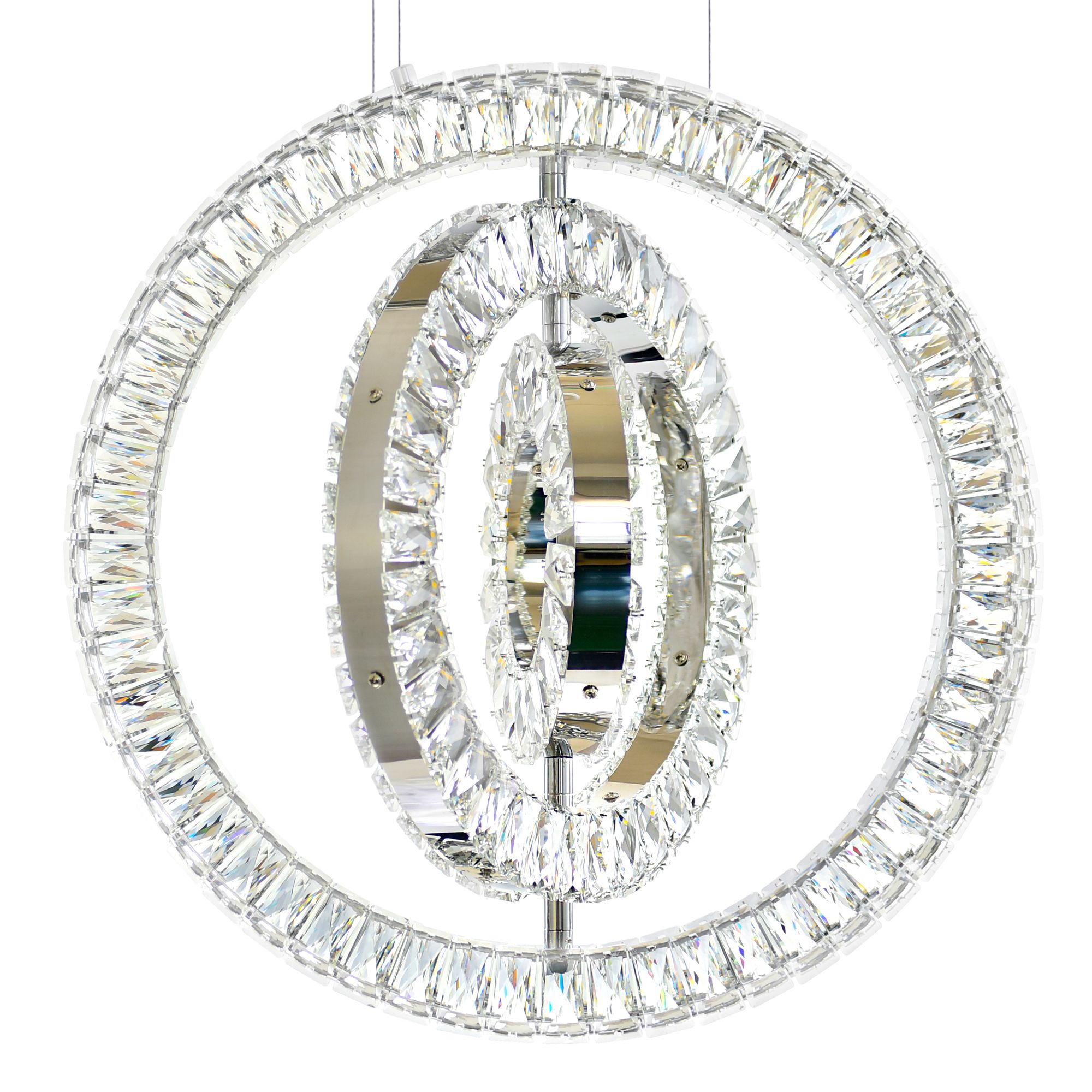 Image 2 Celina Integrated LED 20in 3 Ring Chrome Chandelier more views