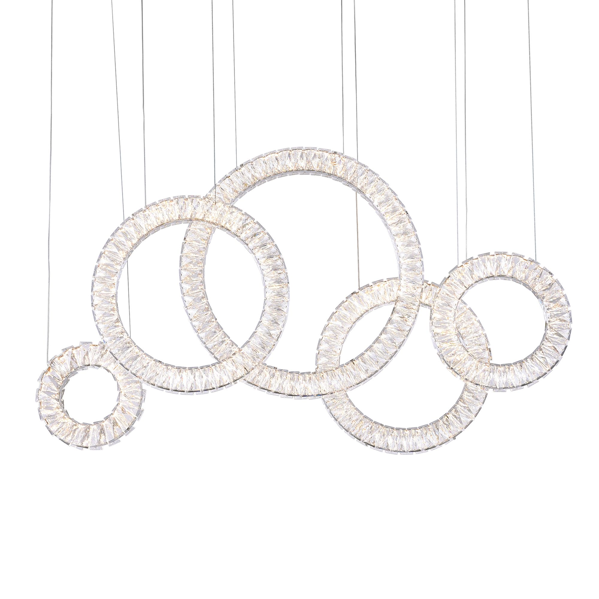 Image 2 Celina Integrated LED 43in 5 Ring Chrome Chandelier more views