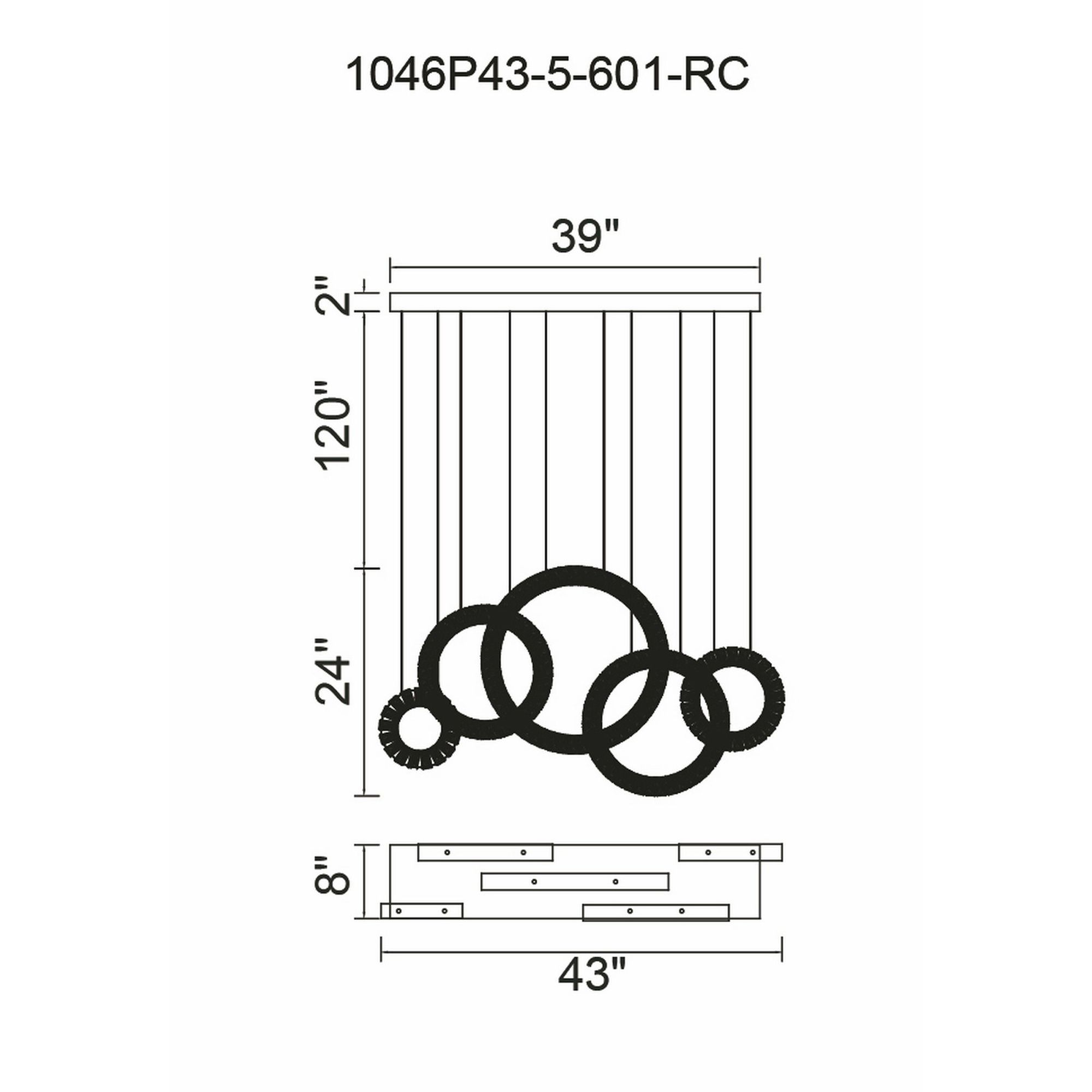 Image 6 Celina Integrated LED 43in 5 Ring Chrome Chandelier more views