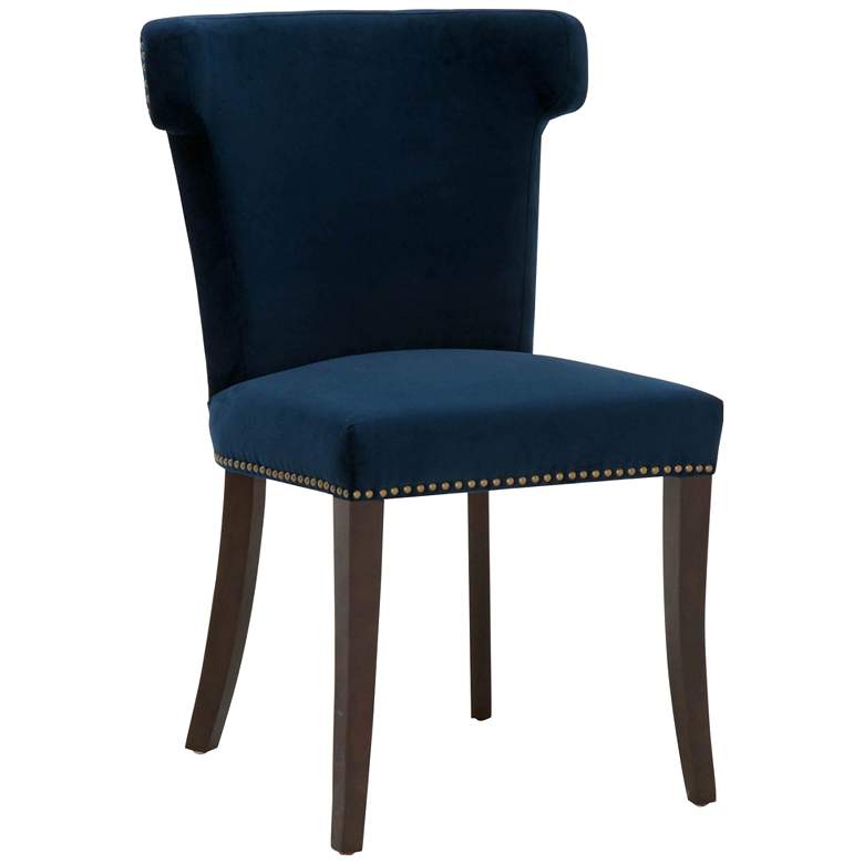 Image 1 Celina Marine Blue Velvet and Espresso Dining Chair