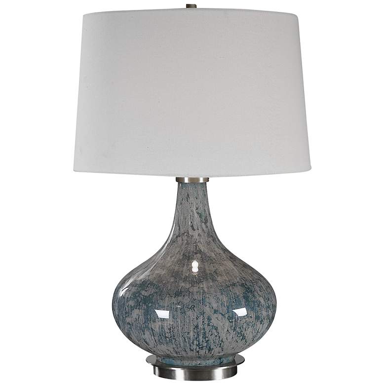 Image 2 Celinda Mottled Light Blue Gray Glass Gourd Table Lamp