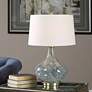 Celinda Mottled Light Blue Gray Glass Gourd Table Lamp