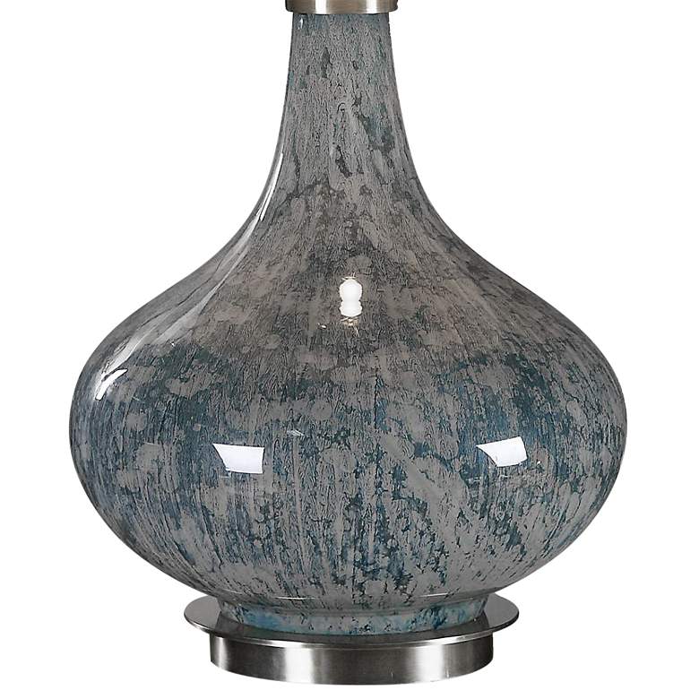 Image 4 Celinda Mottled Light Blue Gray Glass Gourd Table Lamp more views