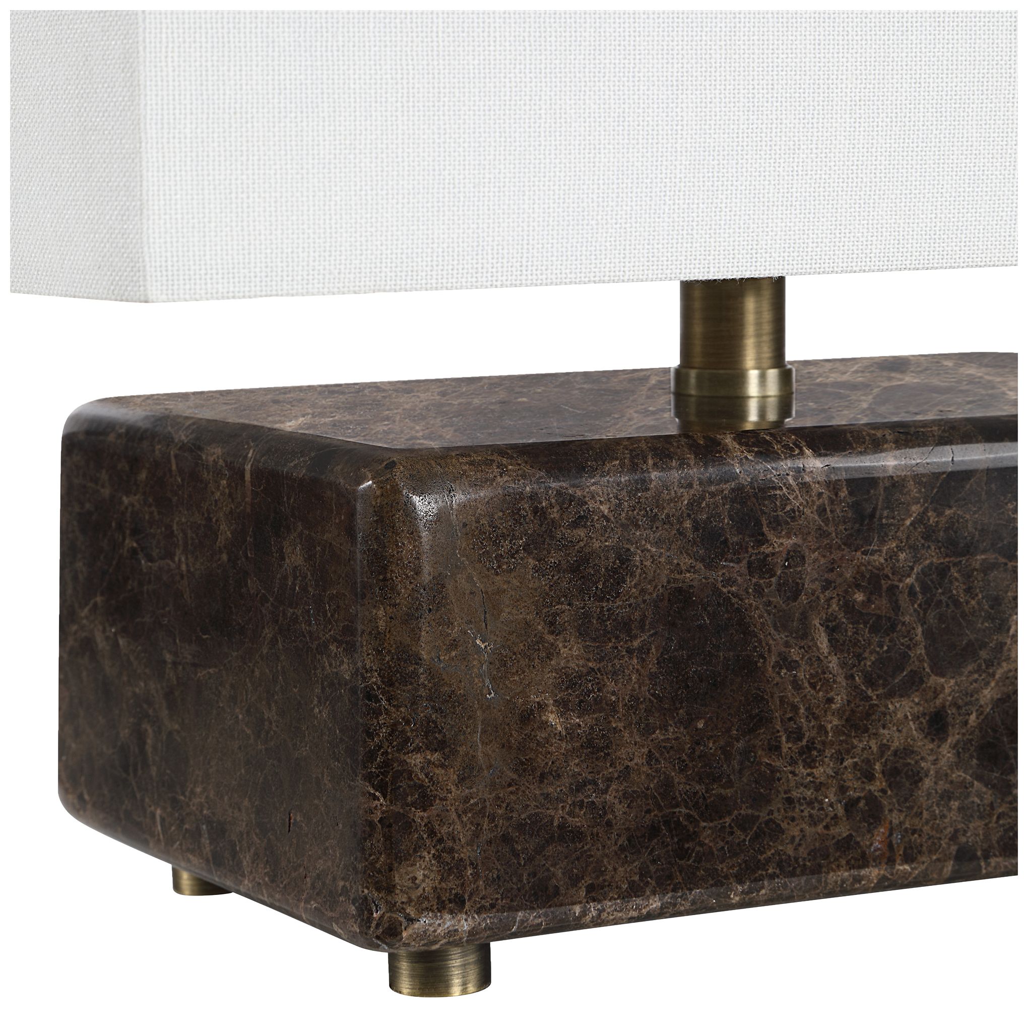 Image 4 Celine 14.5" Tall Black Cloud Marble Table Lamp with Tapered Linen Shade more views