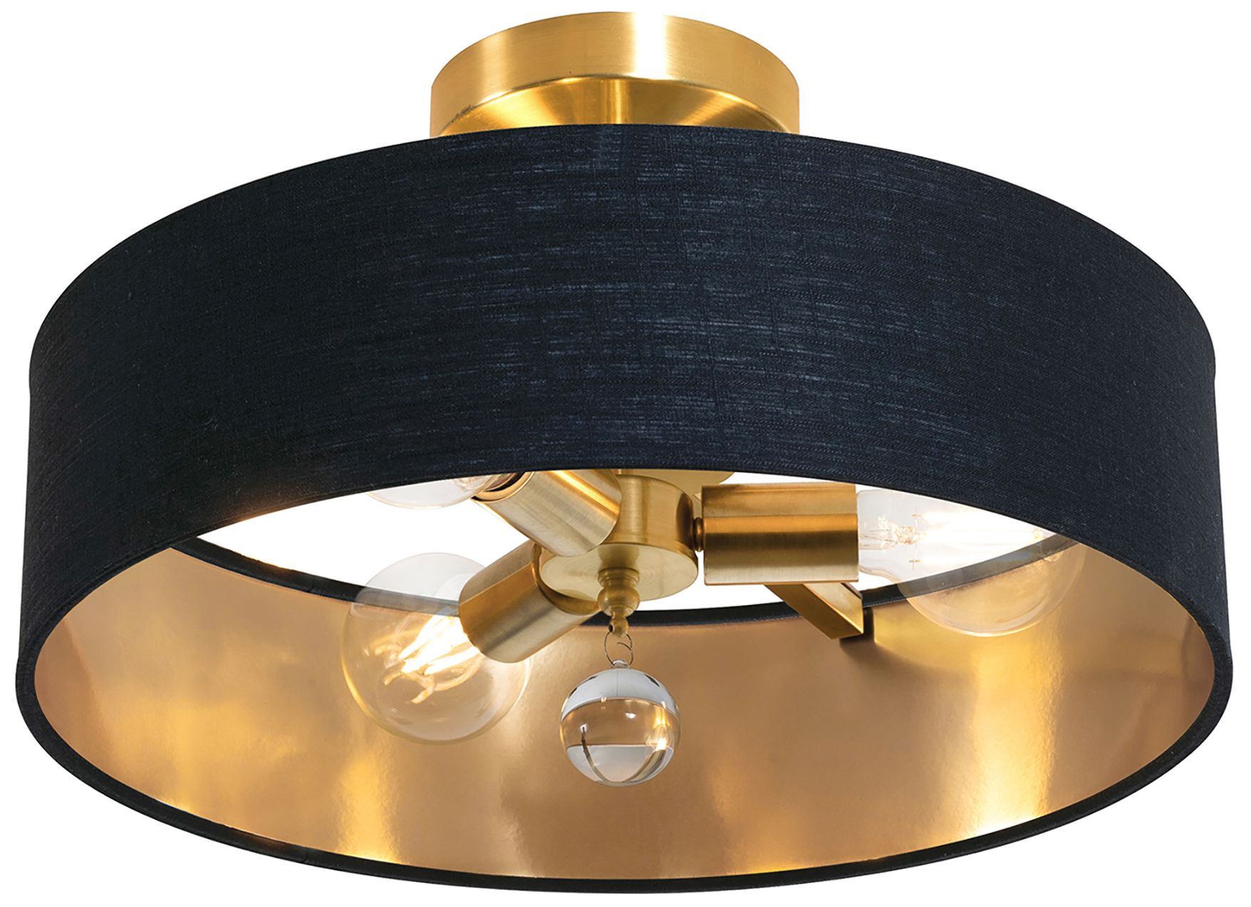 Image 2 Celine 18" Wide Satin Brass and Black Metal 3-Light Pendant more views