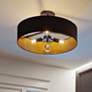 1_Celine 24" Wide Black 3-Light Drum Pendant