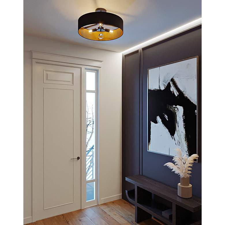 Image 3 Celine 24" Wide Black 3-Light Drum Pendant more views