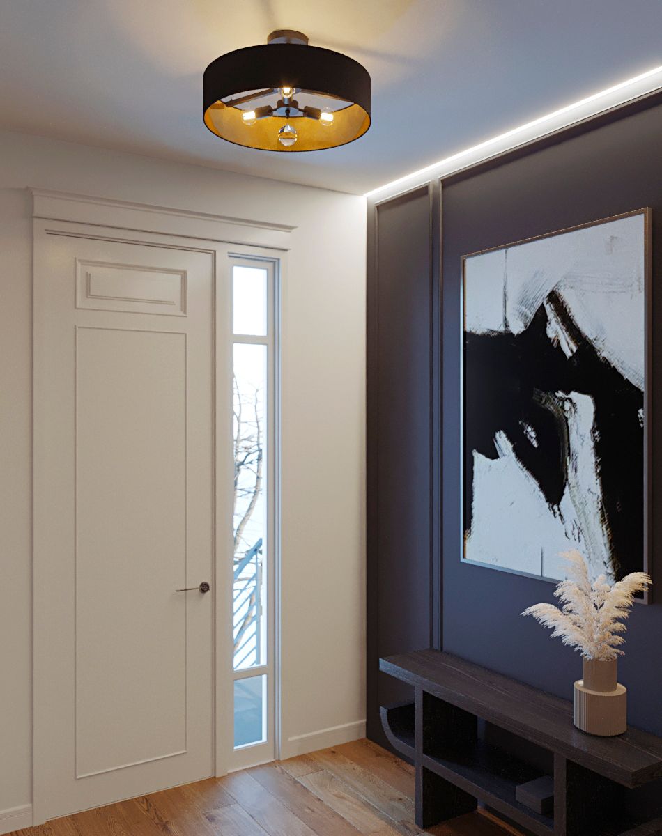 Image 4 Celine 24" Wide Black 3-Light Drum Pendant more views