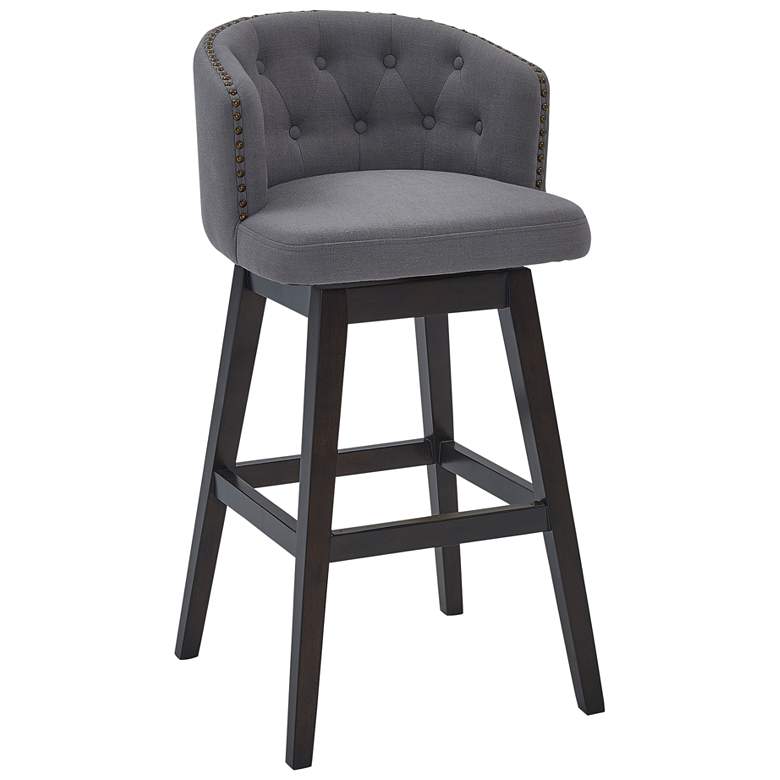 Image 1 Celine 26 in. Swivel Barstool in Espresso Finish with Gray Fabric