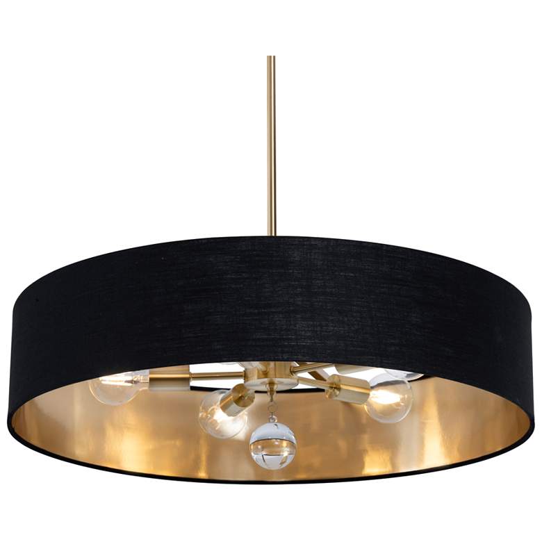 Image 1 Celine 30" Wide Black and Satin Brass 5-Light Drum Pendant