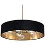 Celine 30" Wide Black and Satin Brass 5-Light Drum Pendant