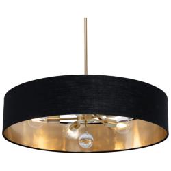 Celine 30" Wide Black and Satin Brass 5-Light Drum Pendant
