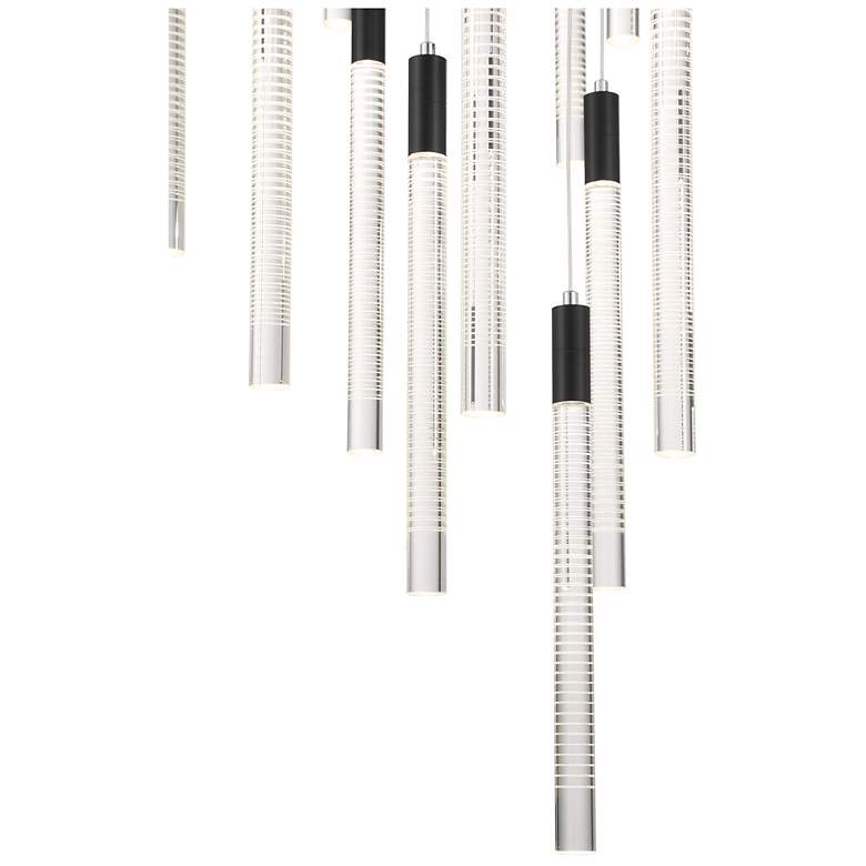 Image 4 Celine 31.5"W 20-Light Black, Clear Chandelier w/ Laser lines glass Shade more views