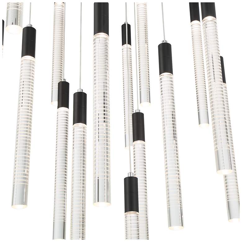 Image 5 Celine 31.5"W 20-Light Black, Clear Chandelier w/ Laser lines glass Shade more views