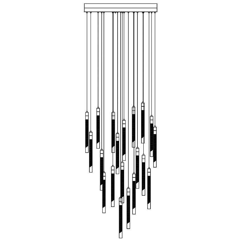 Image 6 Celine 31.5"W 20-Light Black, Clear Chandelier w/ Laser lines glass Shade more views