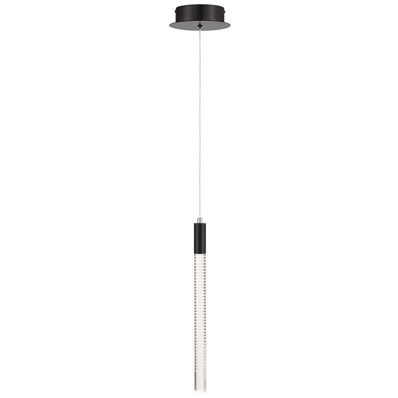 Image 2 Celine 4.72" Wide Black Pendant w/ Laser lines glass Shade more views