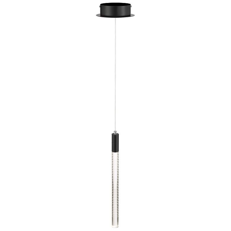 Image 3 Celine 4.72" Wide Black Pendant w/ Laser lines glass Shade more views
