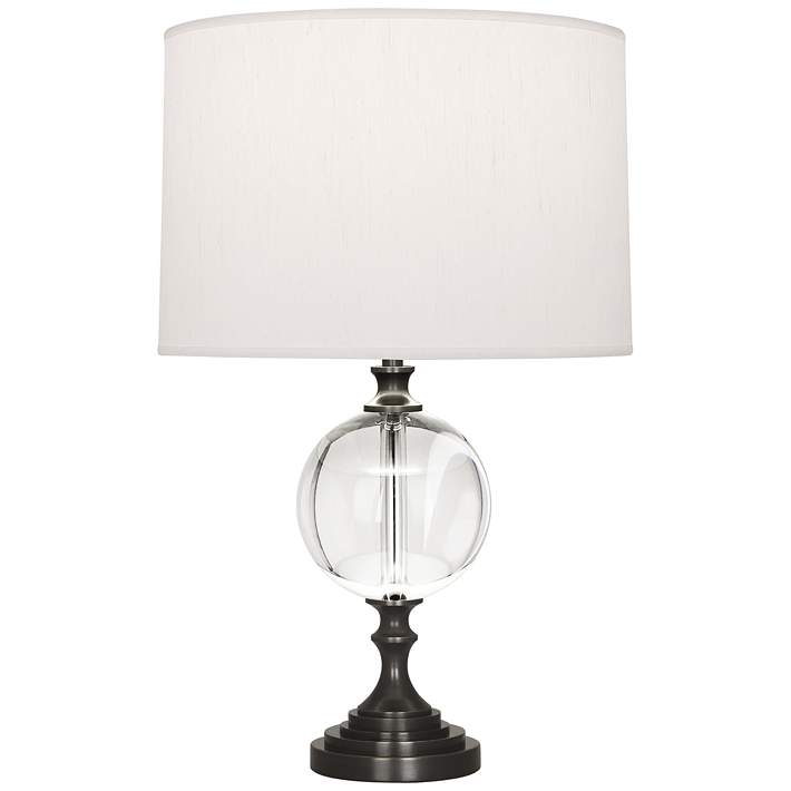 Orlando Brass and Clear Crystal Table Lamp with Black Shade