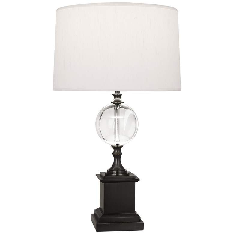 Image 2 Celine Deep Bronze and Crystal Table Lamp w/ Pearl Shade