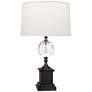 Celine Deep Bronze and Crystal Table Lamp w/ Pearl Shade