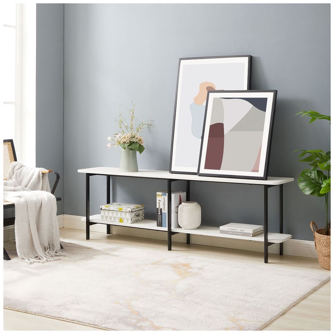 Image 2 Celine Modern Side Table Console in White more views