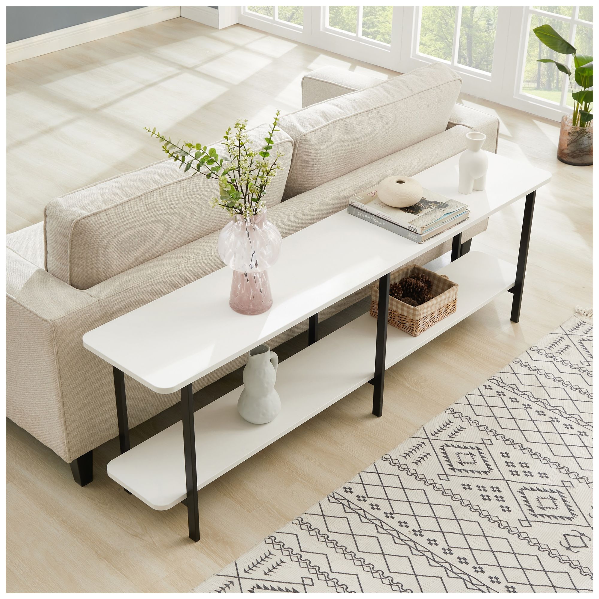 Image 6 Celine Modern Side Table Console in White more views