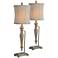 Celine Worn Brown with Cream Wash Table Lamps Set of 2