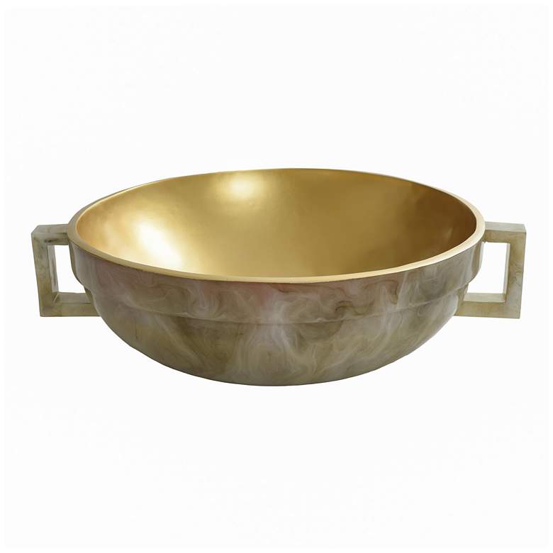 Image 1 Cella Bowl Pearl White Finish on Resin with Gold Leaf Interior