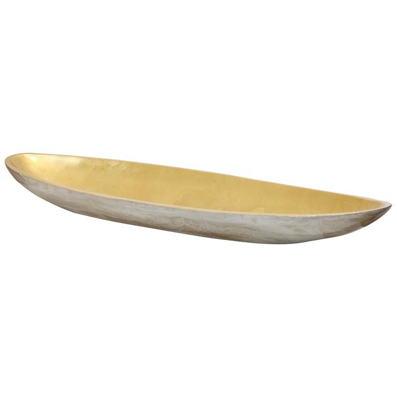 Image 1 Cella Tray Pearl White Finish on Resin with Gold Leaf Interior