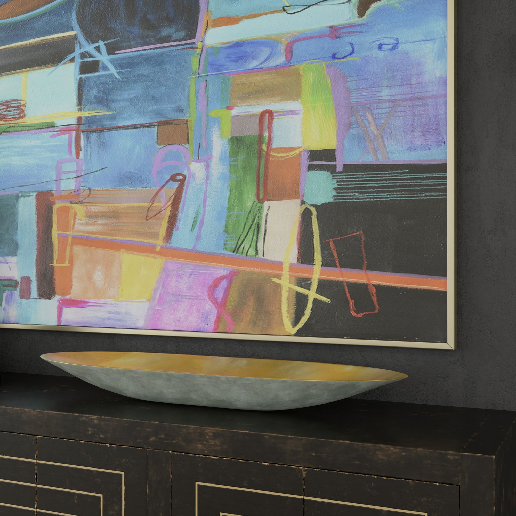 Image 3 Cella Tray Pearl White Finish on Resin with Gold Leaf Interior more views