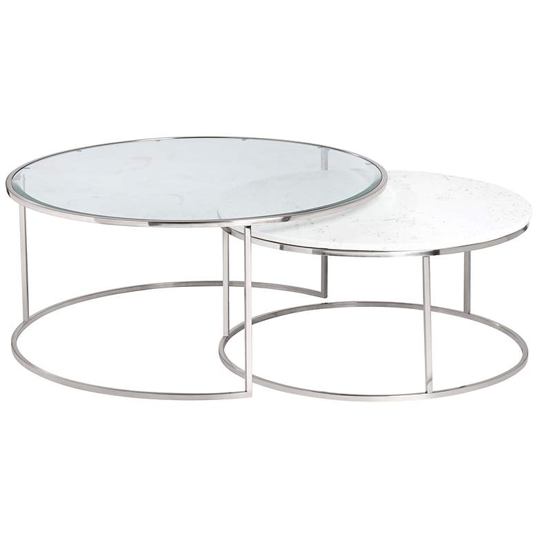 Image 1 Cellini 39 1/2" Wide Round Nesting Cocktail Tables Set of 2