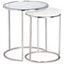 1_Cellini Silver w/ Glass and Marble Nesting Tables Set of 2