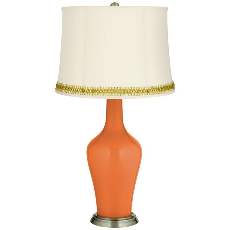 Image 1 Celosia Orange Anya Table Lamp with Open Weave Trim