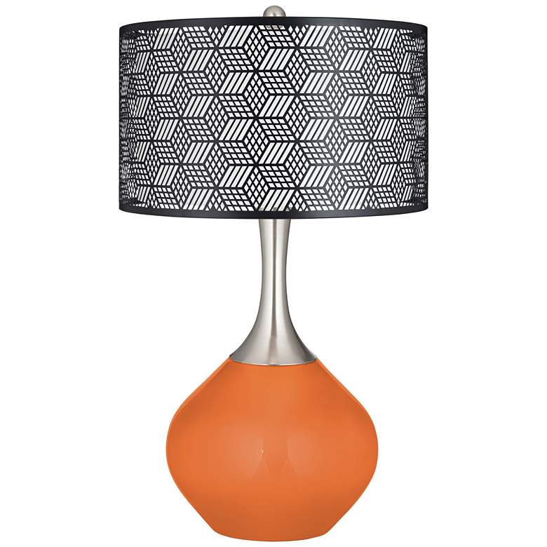 Image 1 Celosia Orange Black Metal Shade Spencer Table Lamp