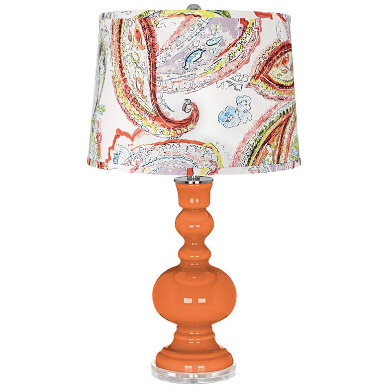 Image 1 Celosia Orange Blurred Paisley Apothecary Table Lamp