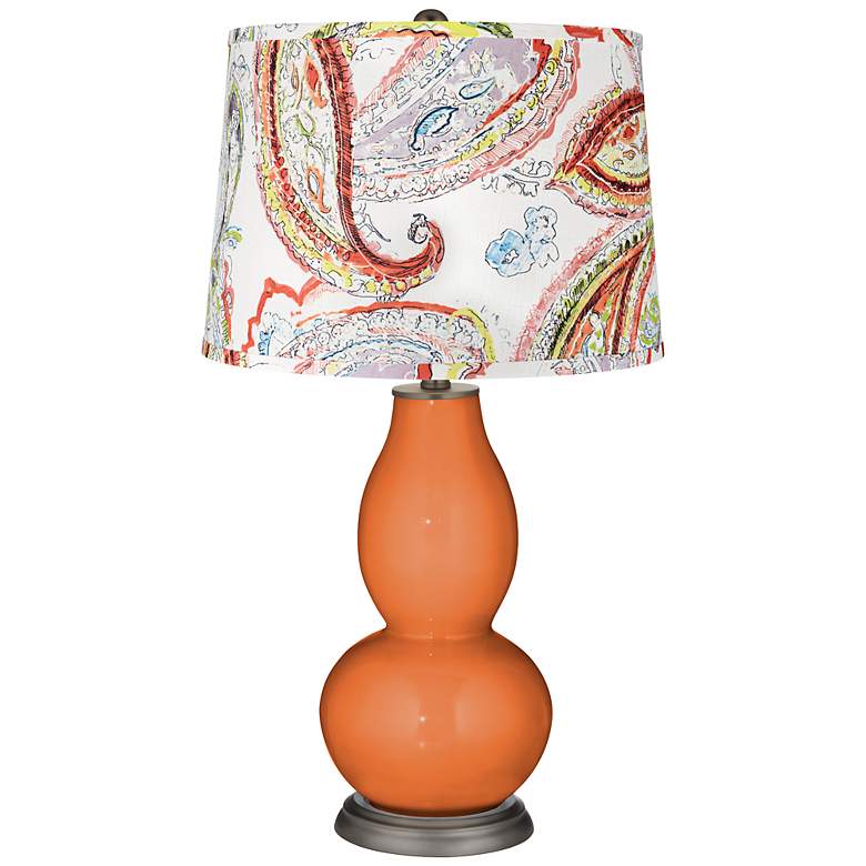 Image 1 Celosia Orange Blurred Paisley Double Gourd Table Lamp