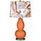 Celosia Orange Blurred Paisley Double Gourd Table Lamp