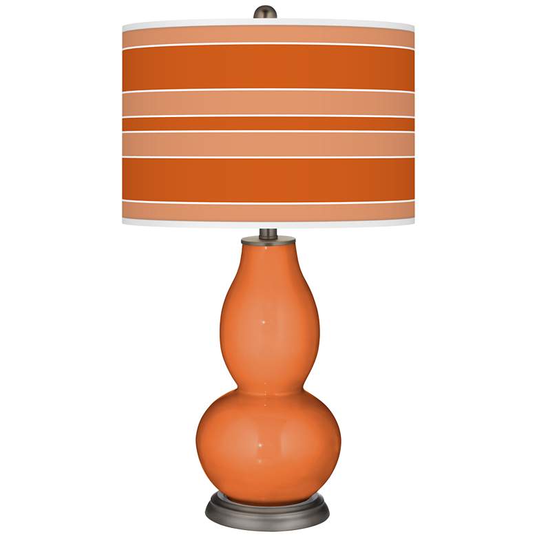 Image 1 Celosia Orange Bold Stripe Double Gourd Table Lamp