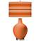 Celosia Orange Bold Stripe Ovo Glass Table Lamp