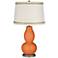 Celosia Orange Double Gourd Table Lamp with Rhinestone Lace Trim