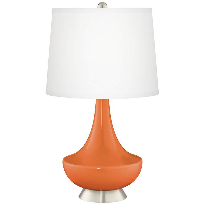 Image 2 Celosia Orange Gillan Glass Table Lamp with Dimmer