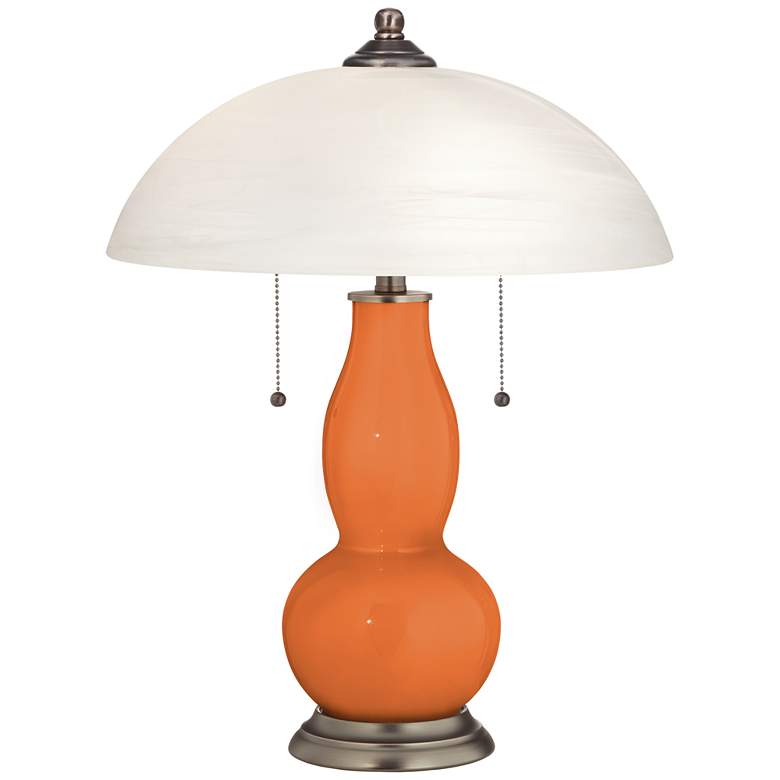 Image 1 Celosia Orange Gourd-Shaped Table Lamp with Alabaster Shade