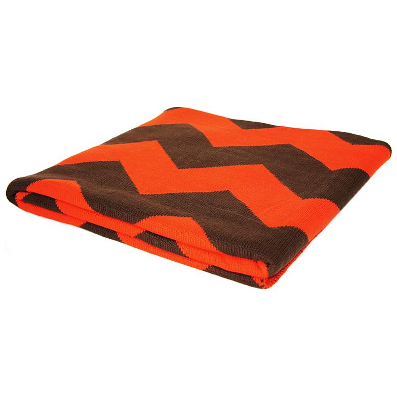 Image 1 Celosia Orange Jacquard Chevron Knit Throw Blanket
