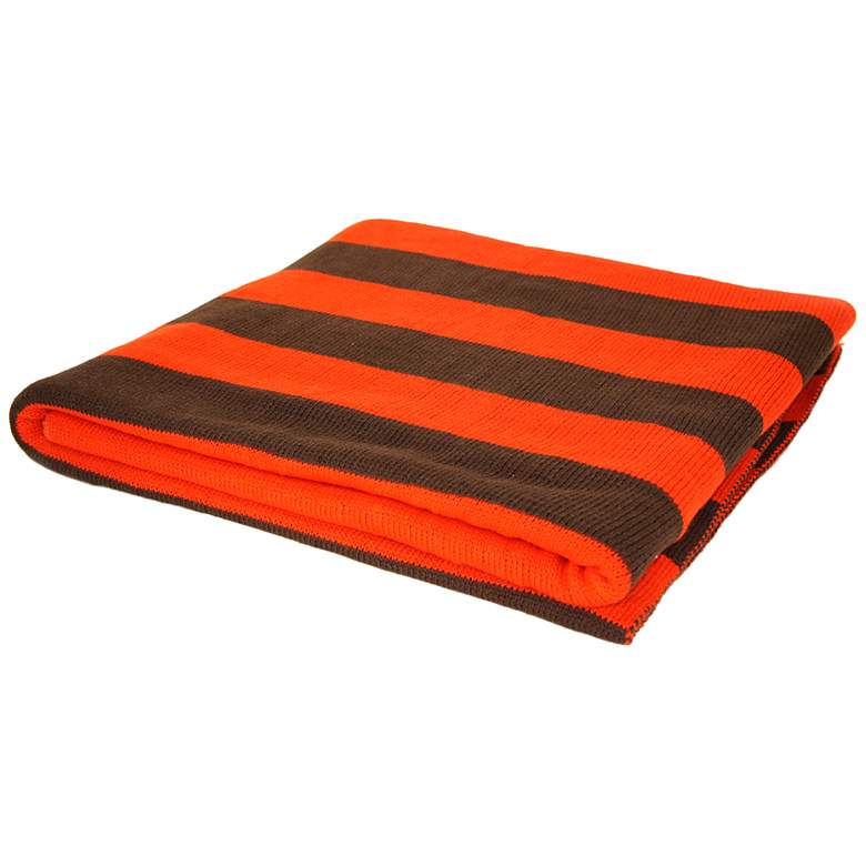 Image 1 Celosia Orange Jacquard Mod Stripe Knit Throw Blanket