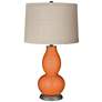 Celosia Orange Linen Drum Shade Double Gourd Table Lamp