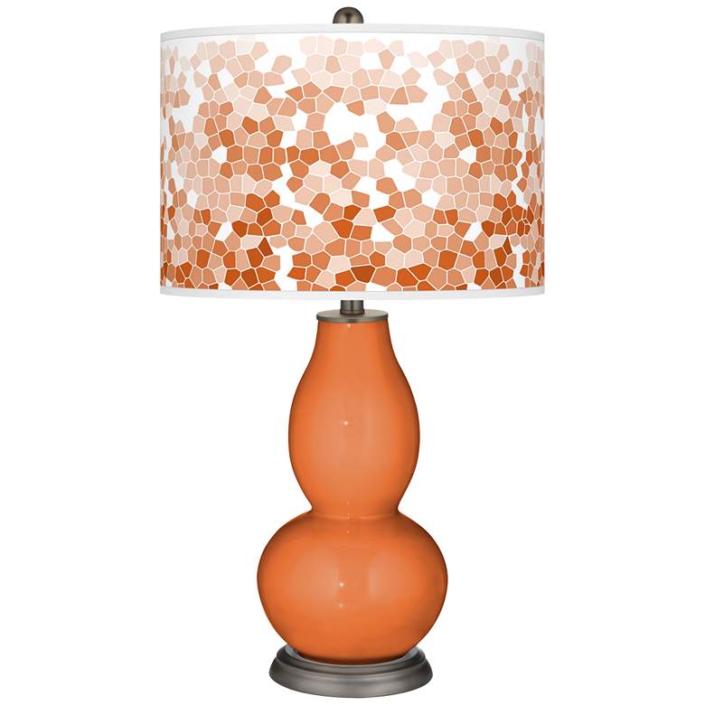 Celosia Orange Mosaic Giclee Double Gourd Table Lamp